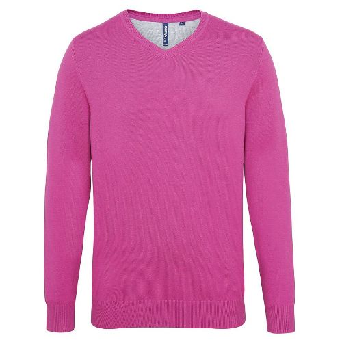 Asquith & Fox Men's Cotton Blend V-Neck Sweater Orchid Heather